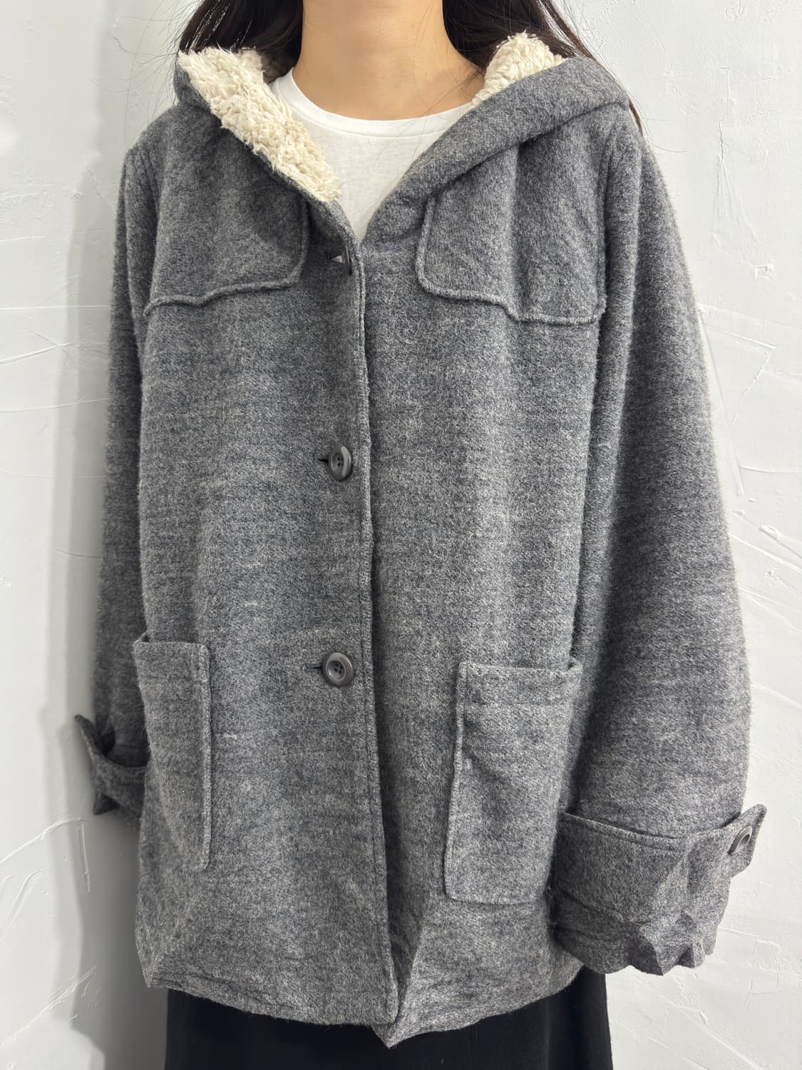 gray hood coat 상품이미지3