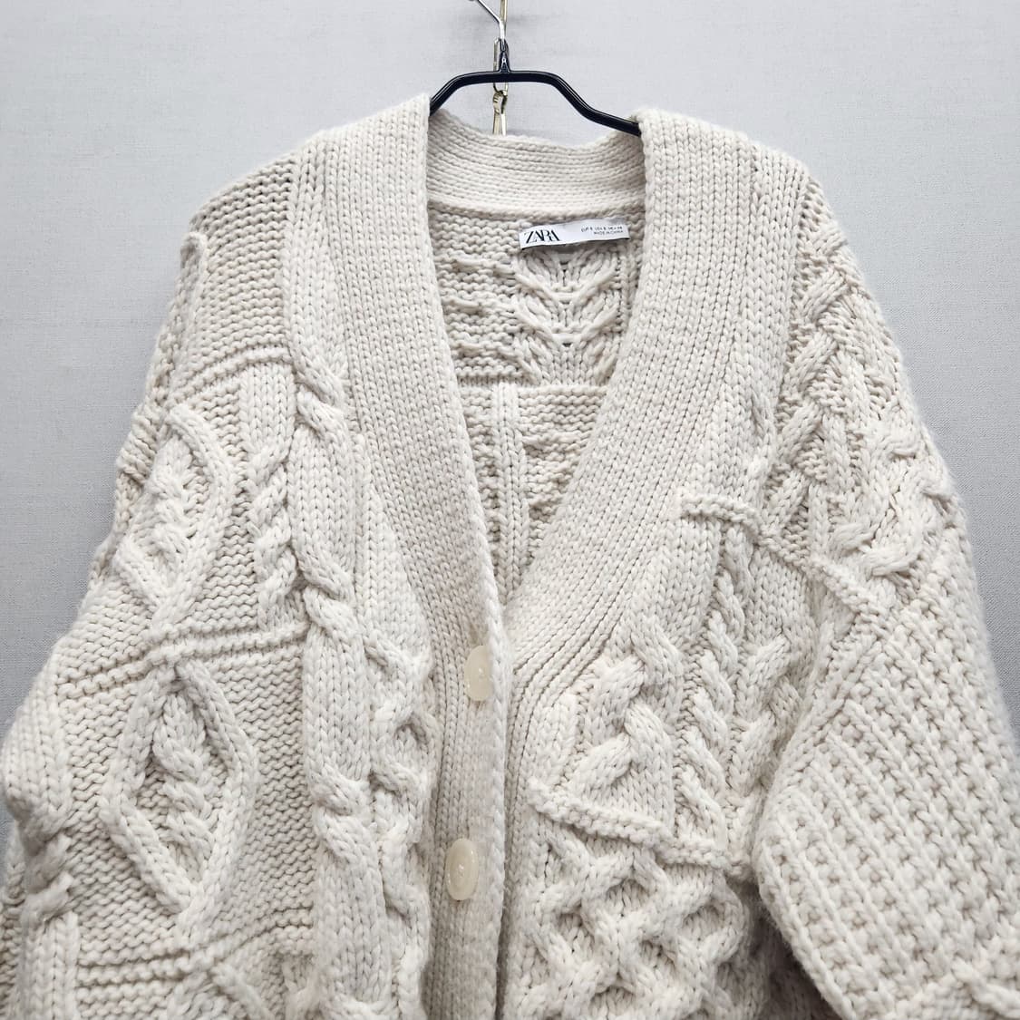 자라 ZARA 뜨개질 패턴 디테일 오버핏 가디건 S(XL) 상품이미지3