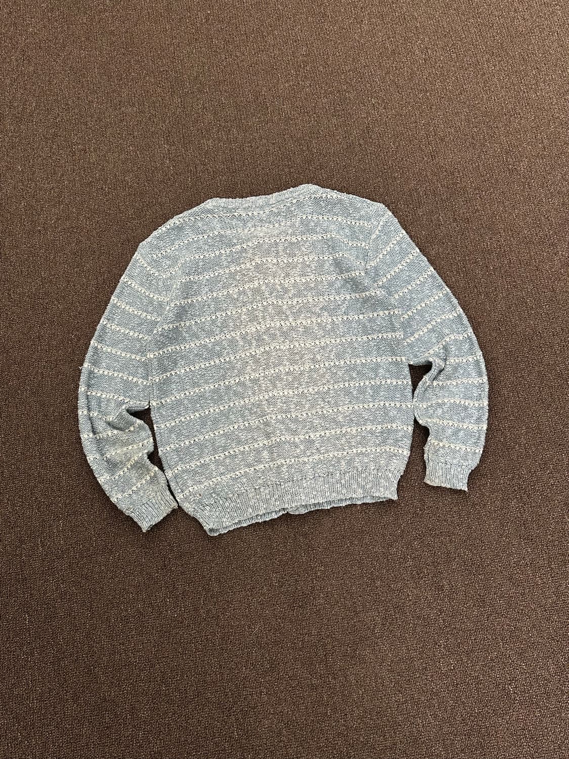 OS)Japanese vintage 라이트 블루 스트라이프 니트 가디건 상품이미지5