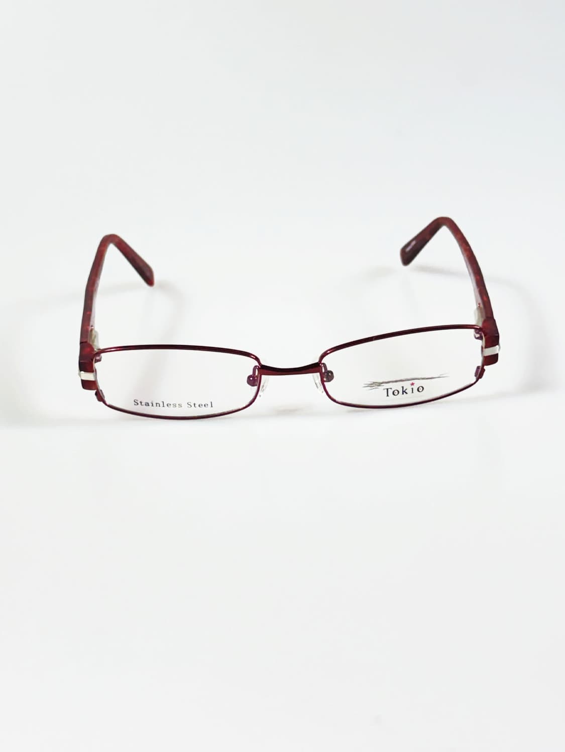 90s TOKIO 버건디 메탈 슬림 스퀘어 빈티지 안경 상품이미지1