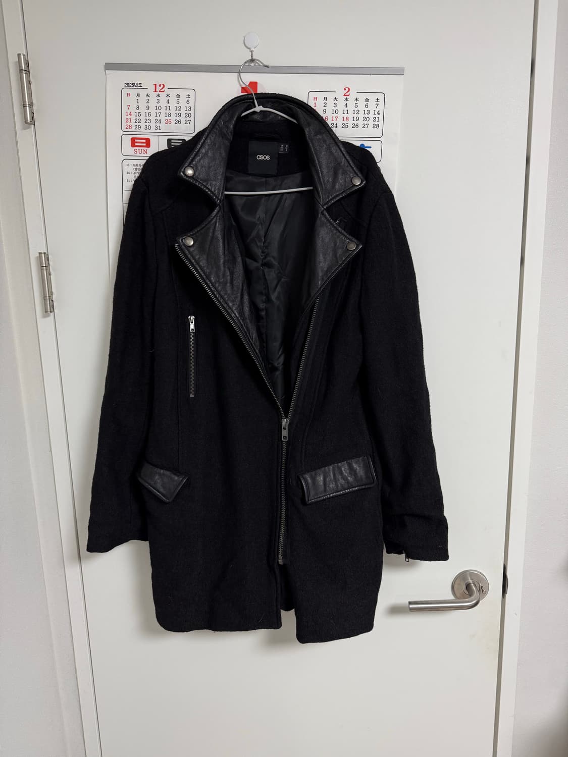 Asos 아소스 사선지퍼 울 코트  상품이미지1