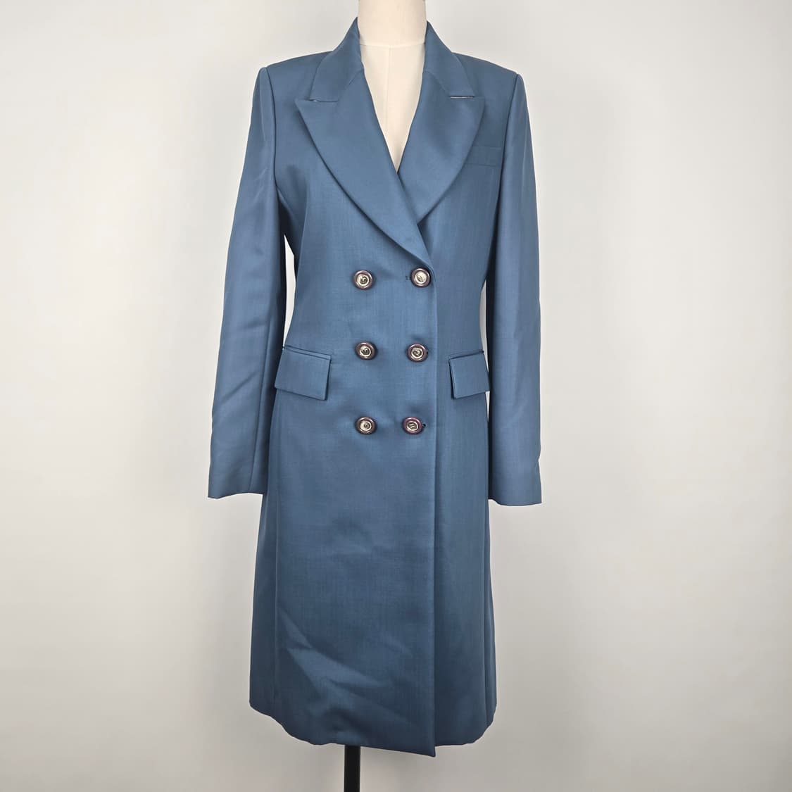 0828 미샤 모헤어 블랜딩더블 버튼 롱 코트 블루 55 상품이미지1