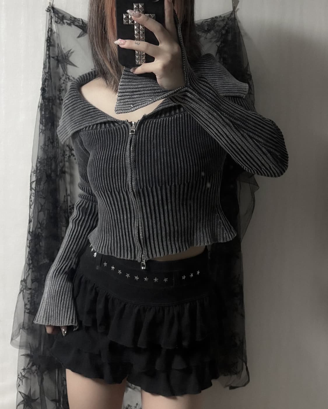 펑크 y2k 투웨이 포인트 집업 상품이미지1