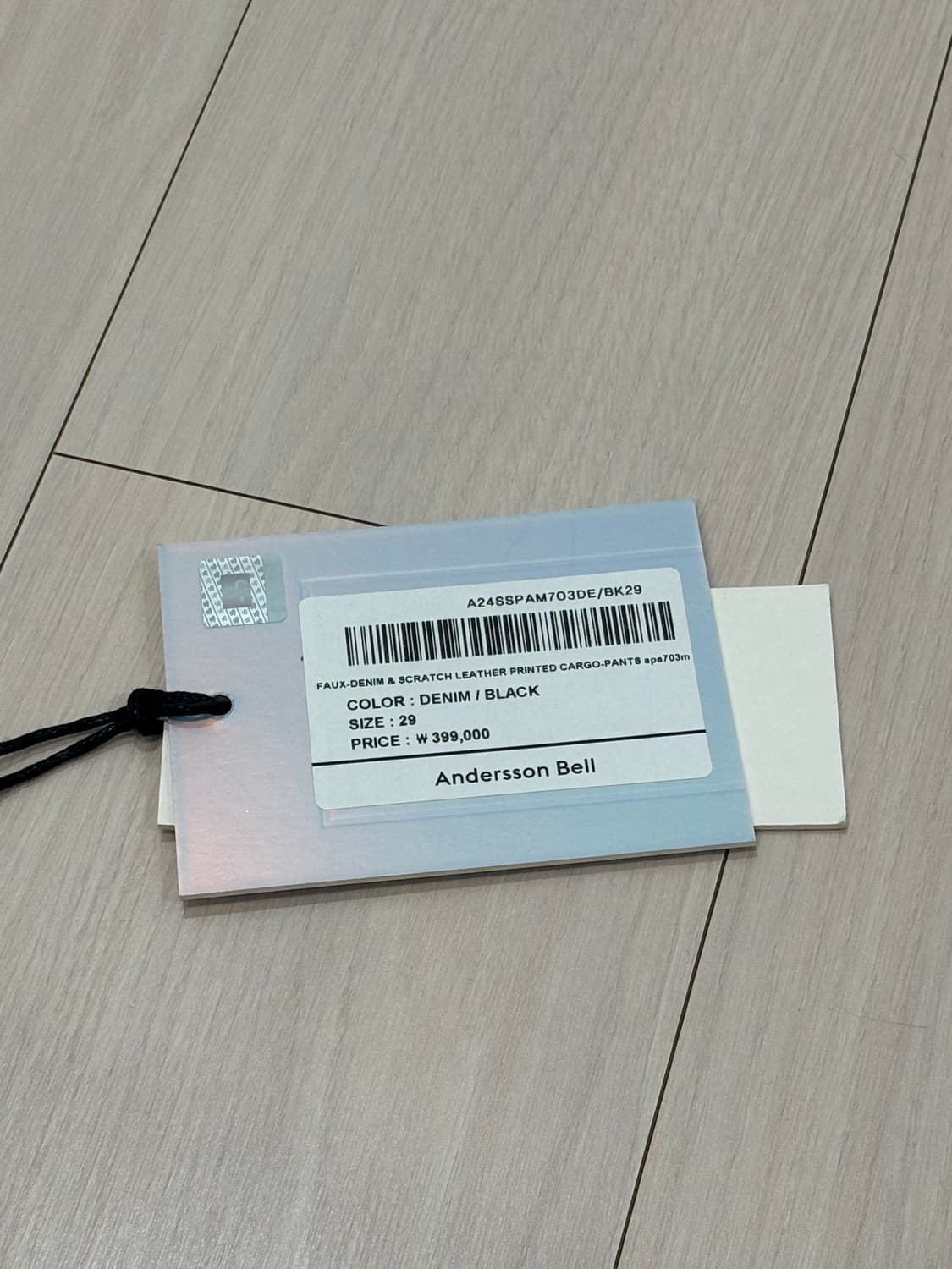 앤더슨벨 포데님&스크래치 레더 프린티드 카고 팬츠apa703m(DENIM 상품이미지4