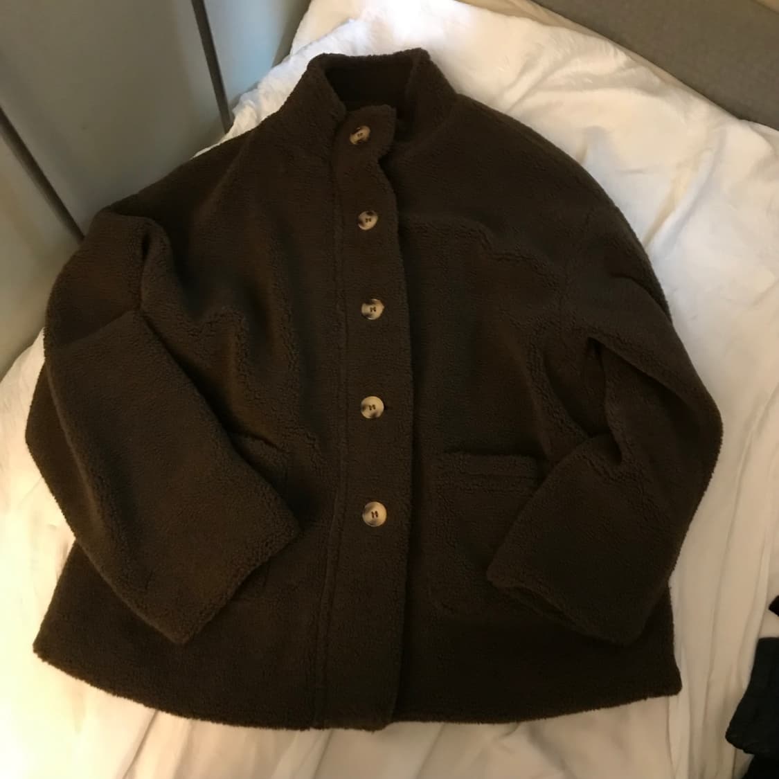 Vintage 모리걸 라떼갸루 브라운 하이넥 뽀글이 자켓 상품이미지3