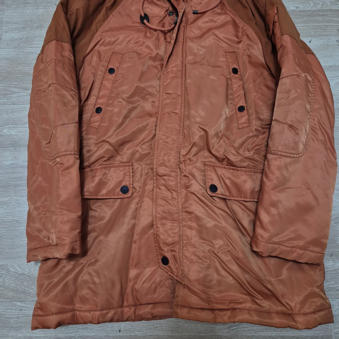 NIX 닉스 남성 사이드포켓 퍼후드 야상 롱패딩 점퍼 XL(105) 상품이미지3