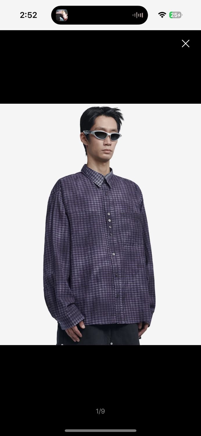노매뉴얼 OVERDYED CHECK SHIRT - 보라색 상품이미지1