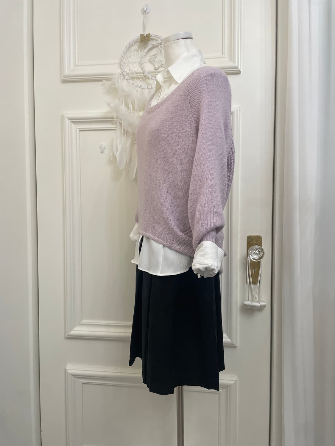 black pleats suade midi skirt(size-38) 상품이미지7