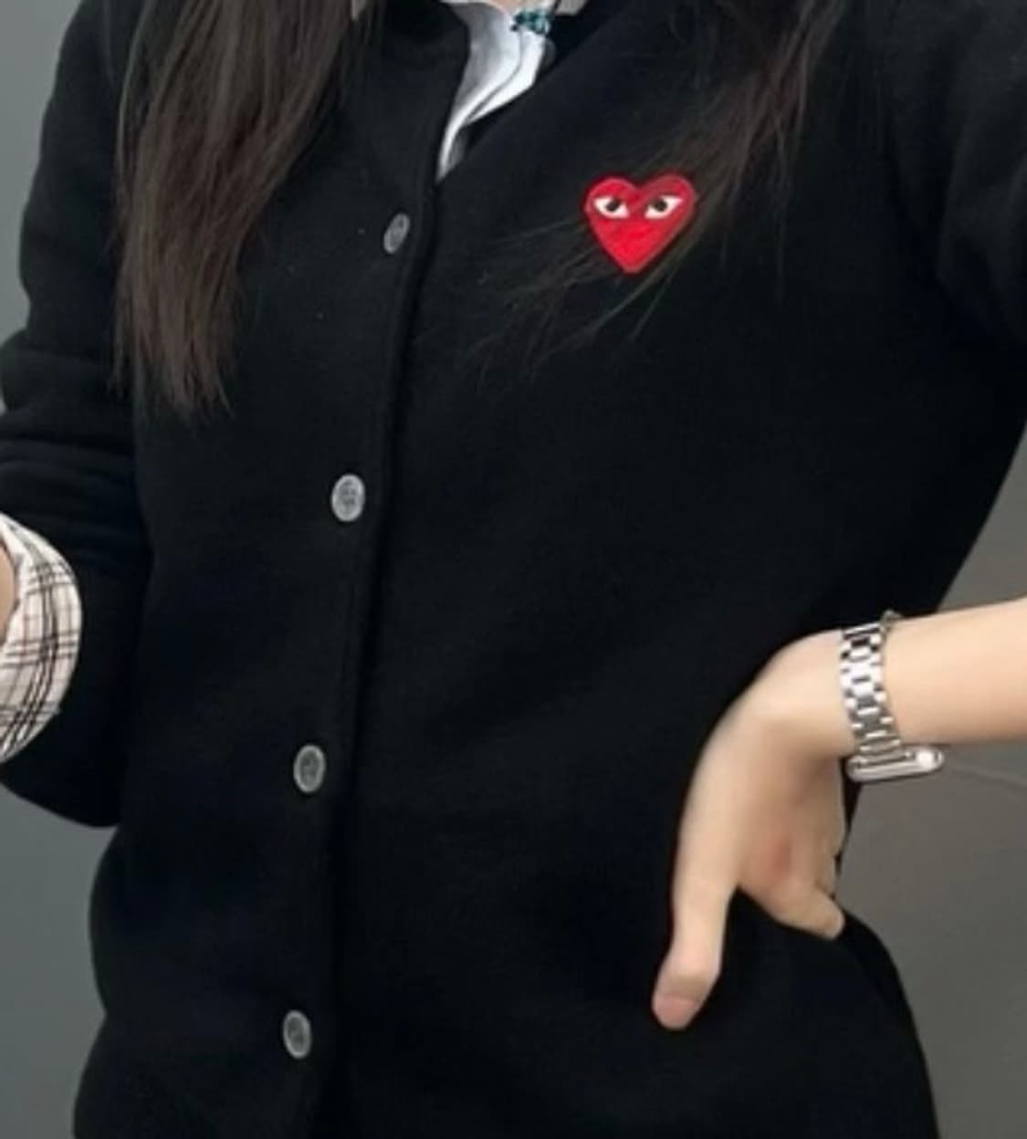 꼼데가르송 가디건 라운드넥 블랙 상품이미지1