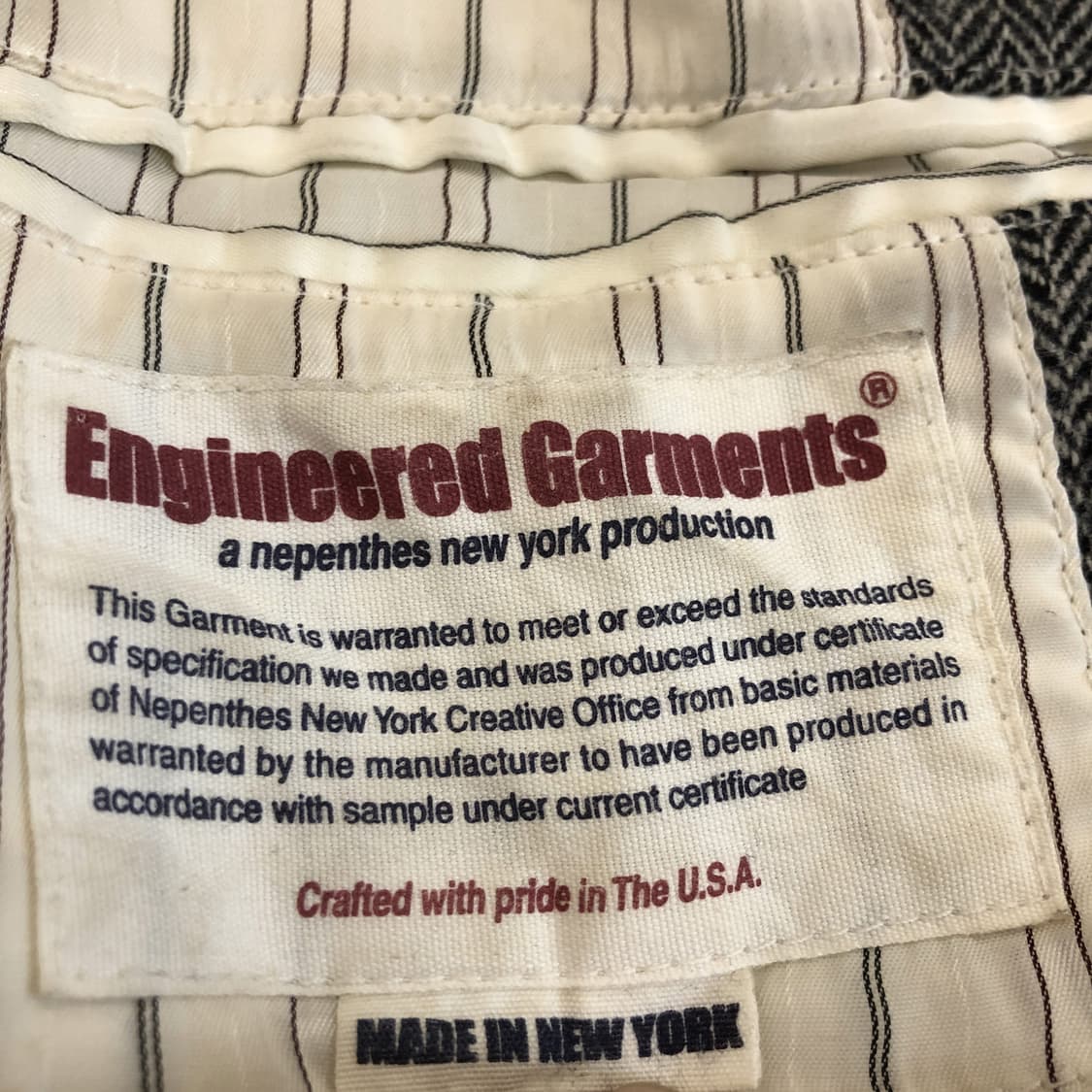 엔지니어드가먼츠 헤링본 트위드 울자켓 90-95  상품이미지8