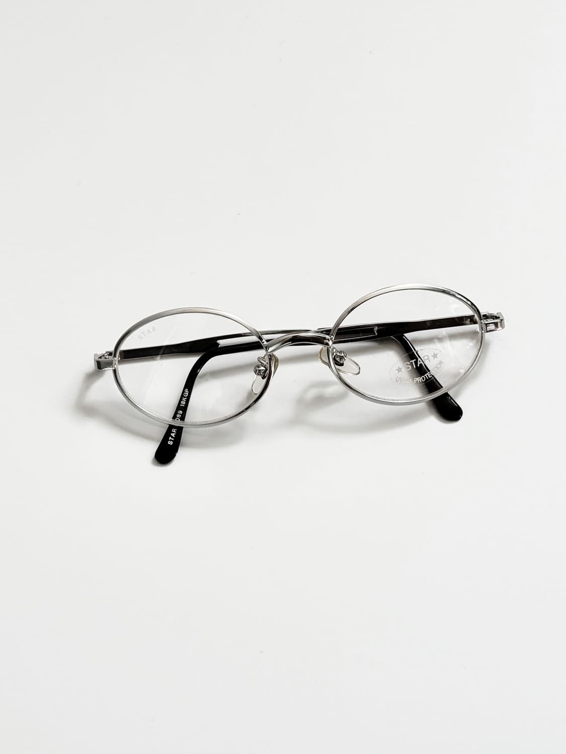90s 일본제 STAR 실버 오벌 프레임 빈티지 안경 상품이미지1