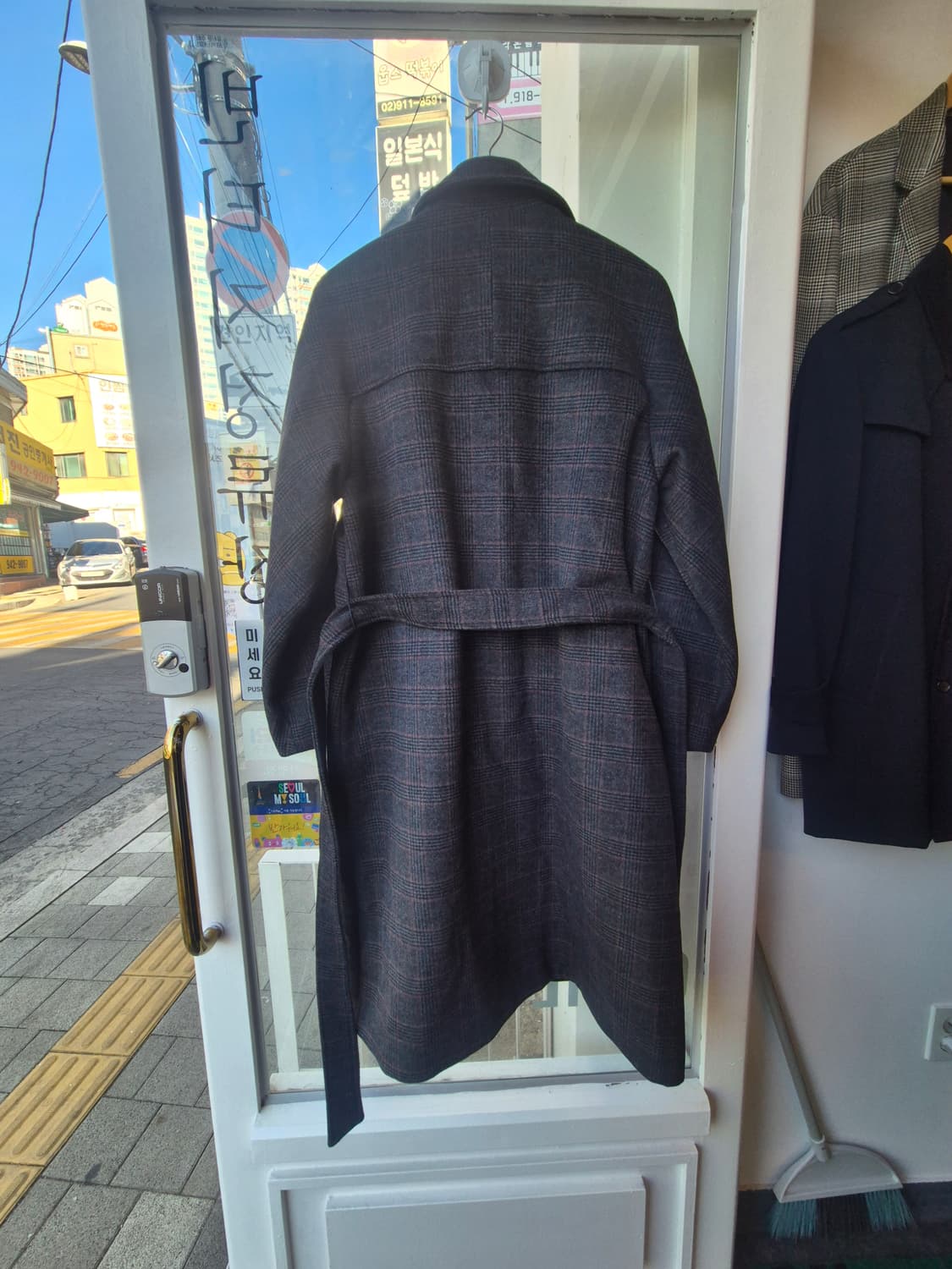 런던버스 울 체크 롱 코트입니다 상품이미지6