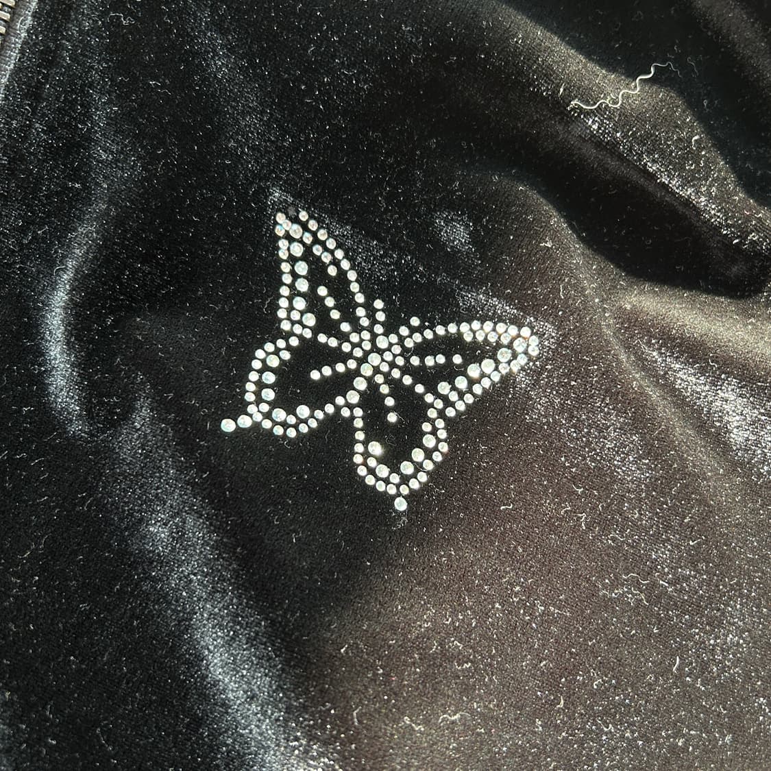 팬시클럽 벨벳 비즈 크롭 후드집업 상품이미지5