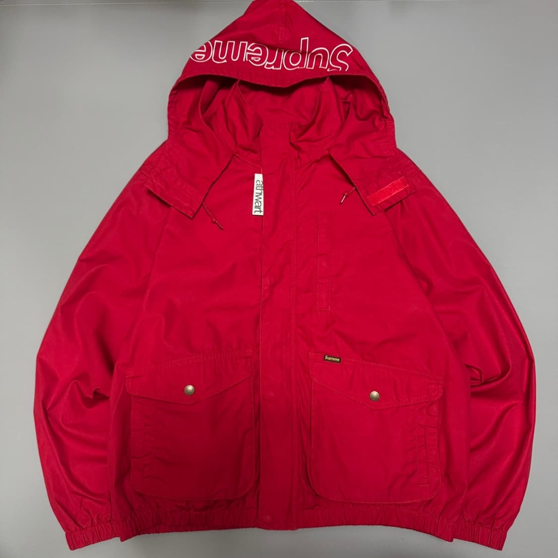 슈프림 19ss week10 레드컬러 코튼 히든 후디 하이랜드 자켓 상품이미지10