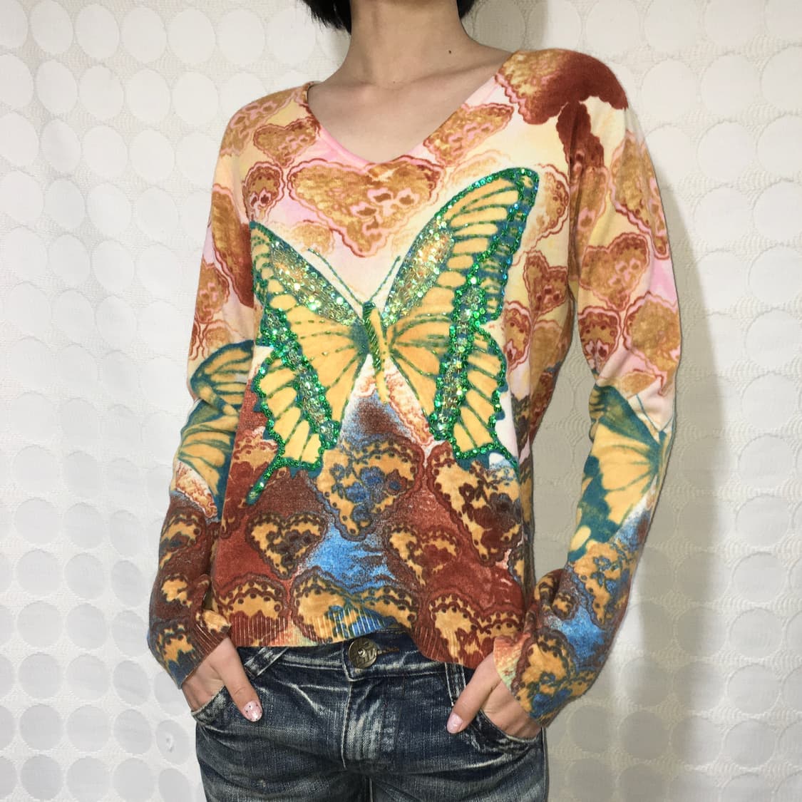 쿠스토 바르셀로나 버터플라이 시퀸 니트 긴팔 상품이미지2