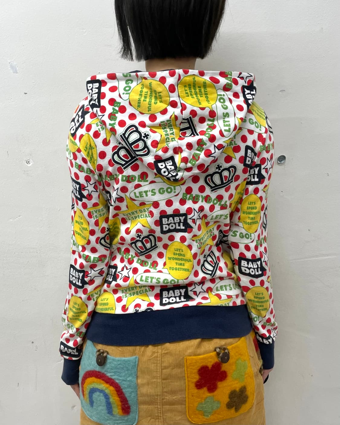 Baby Doll Red Dot Star Retro Hooded Zip 상품이미지3