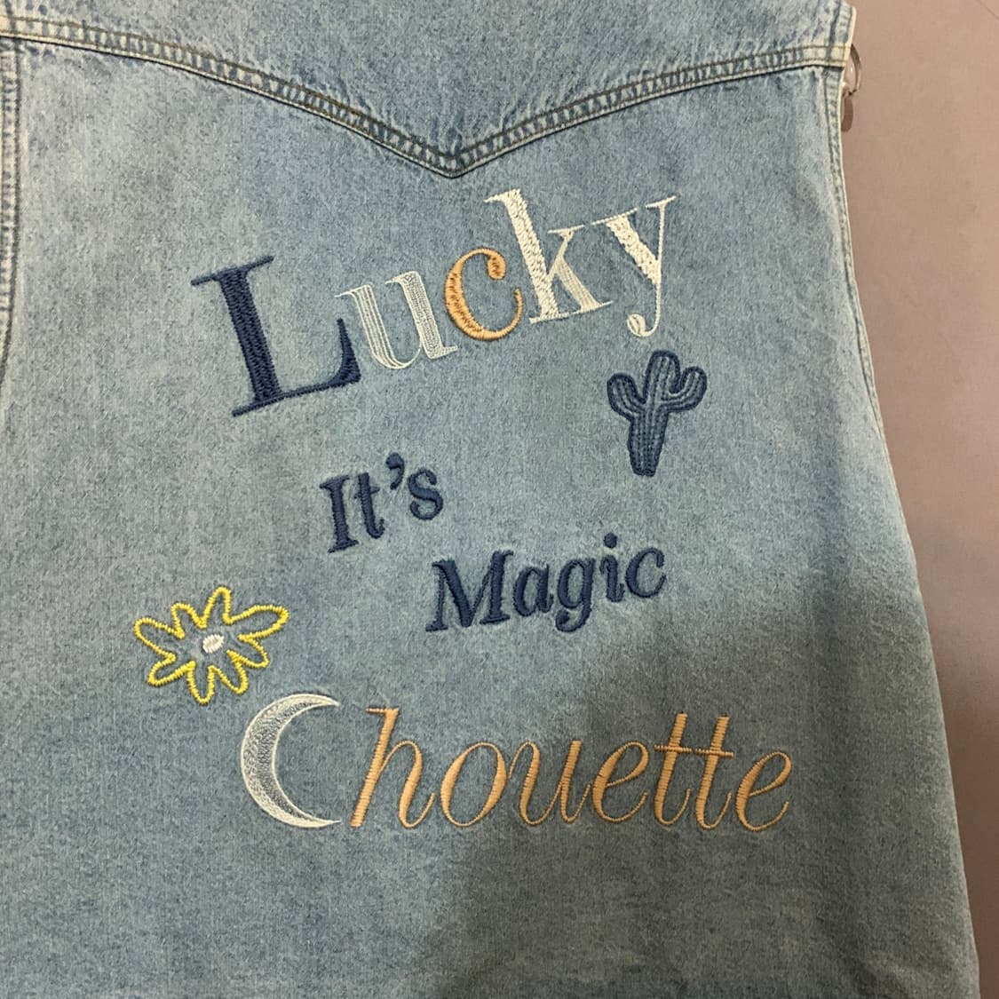 럭키슈에뜨 자수 오픈 데님 베스트 청조끼 상품이미지3