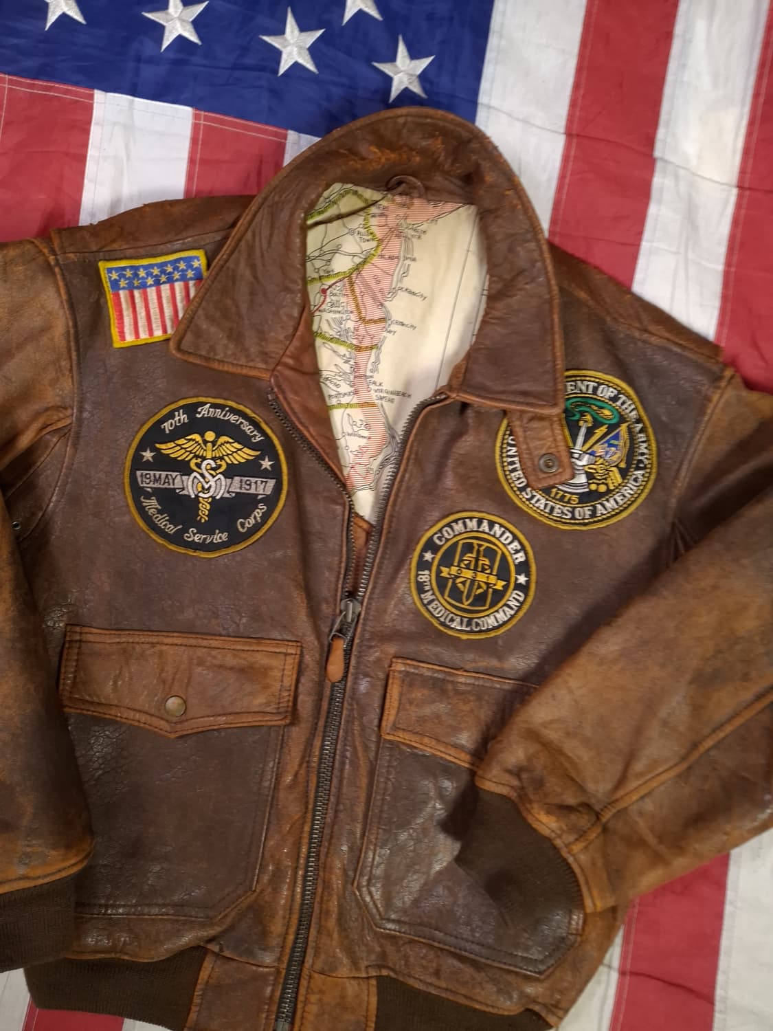 오리지날 80's ROBO 리얼레더 밀리터리 항공자켓 상품이미지2