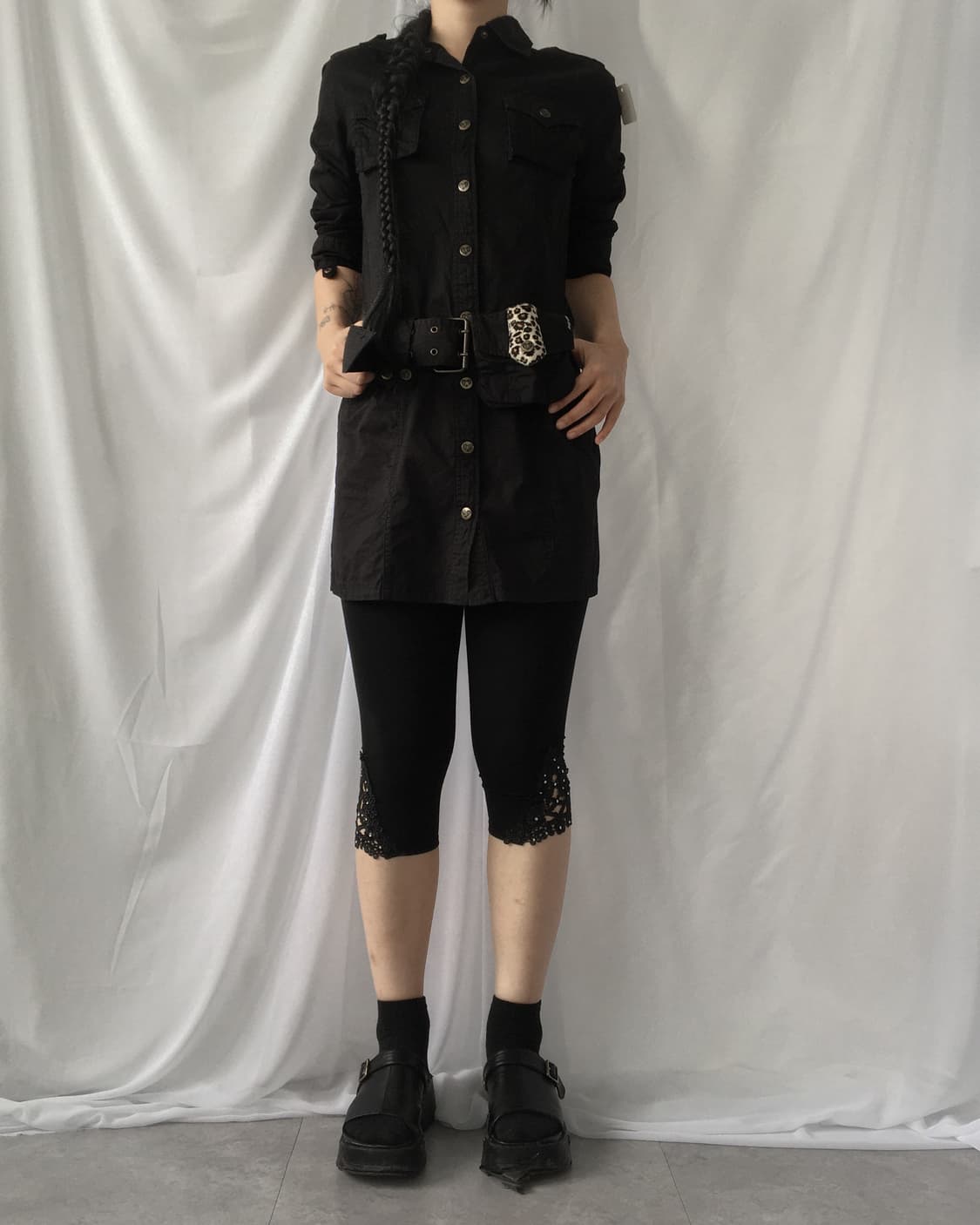 Belted shirt onepiece 상품이미지6