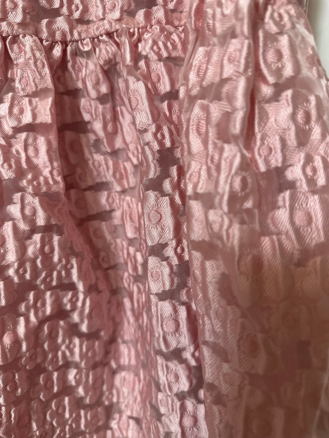 핑크 엠보싱 퍼프 오간자반팔 미니 원피스 상품이미지6