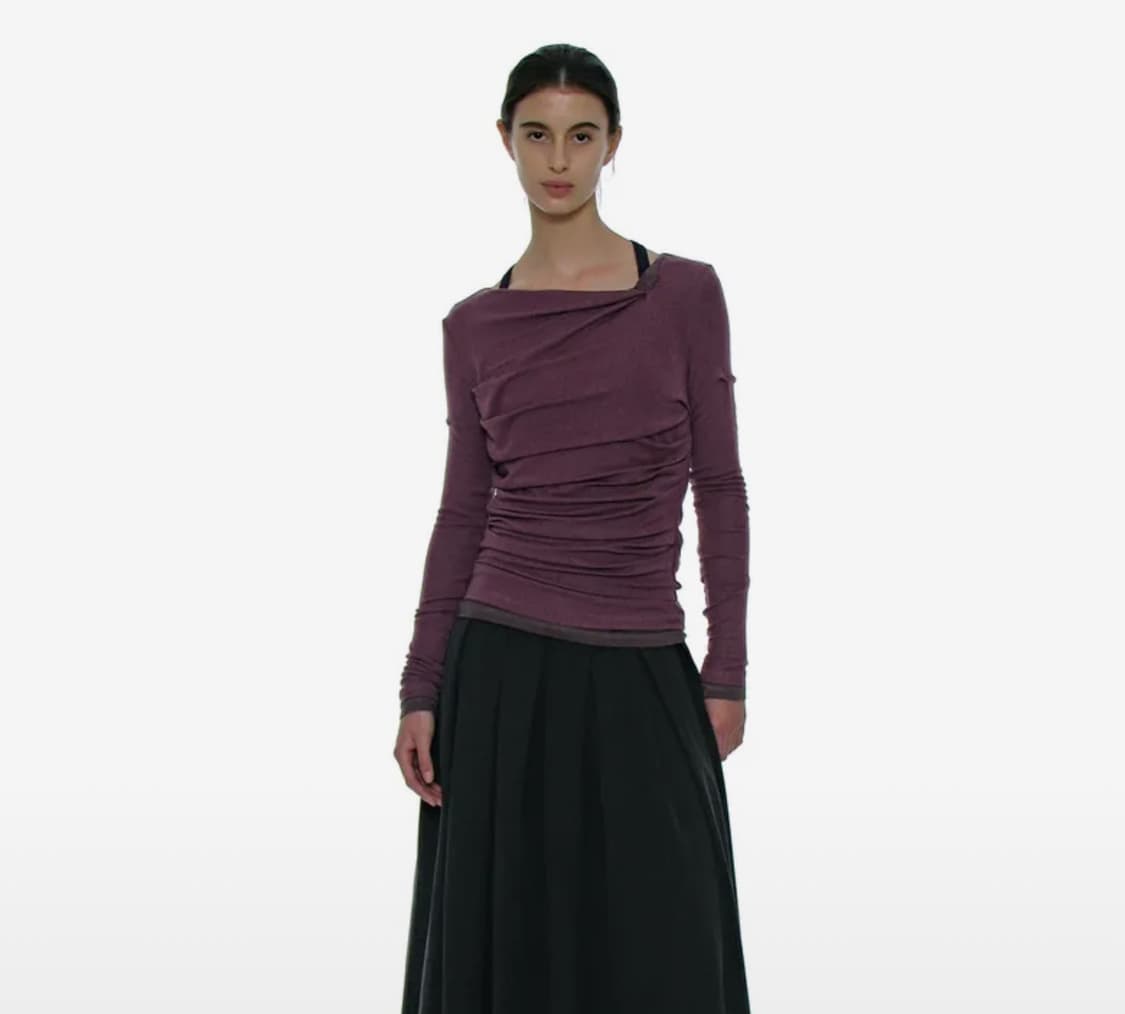 파르티멘토 우먼 더블 페이스드 핀턱 드레이프 탑 2PACK_플럼 상품이미지3