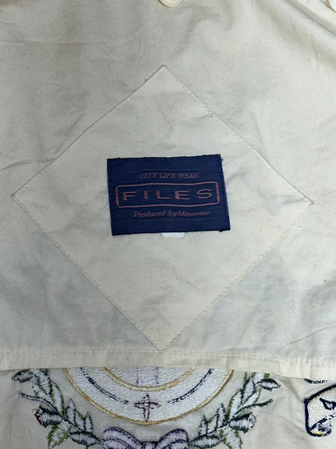 일본 빈티지 FILES 베이지 빅 로고 자수 봄버 자켓 스카잔 잠바  상품이미지7