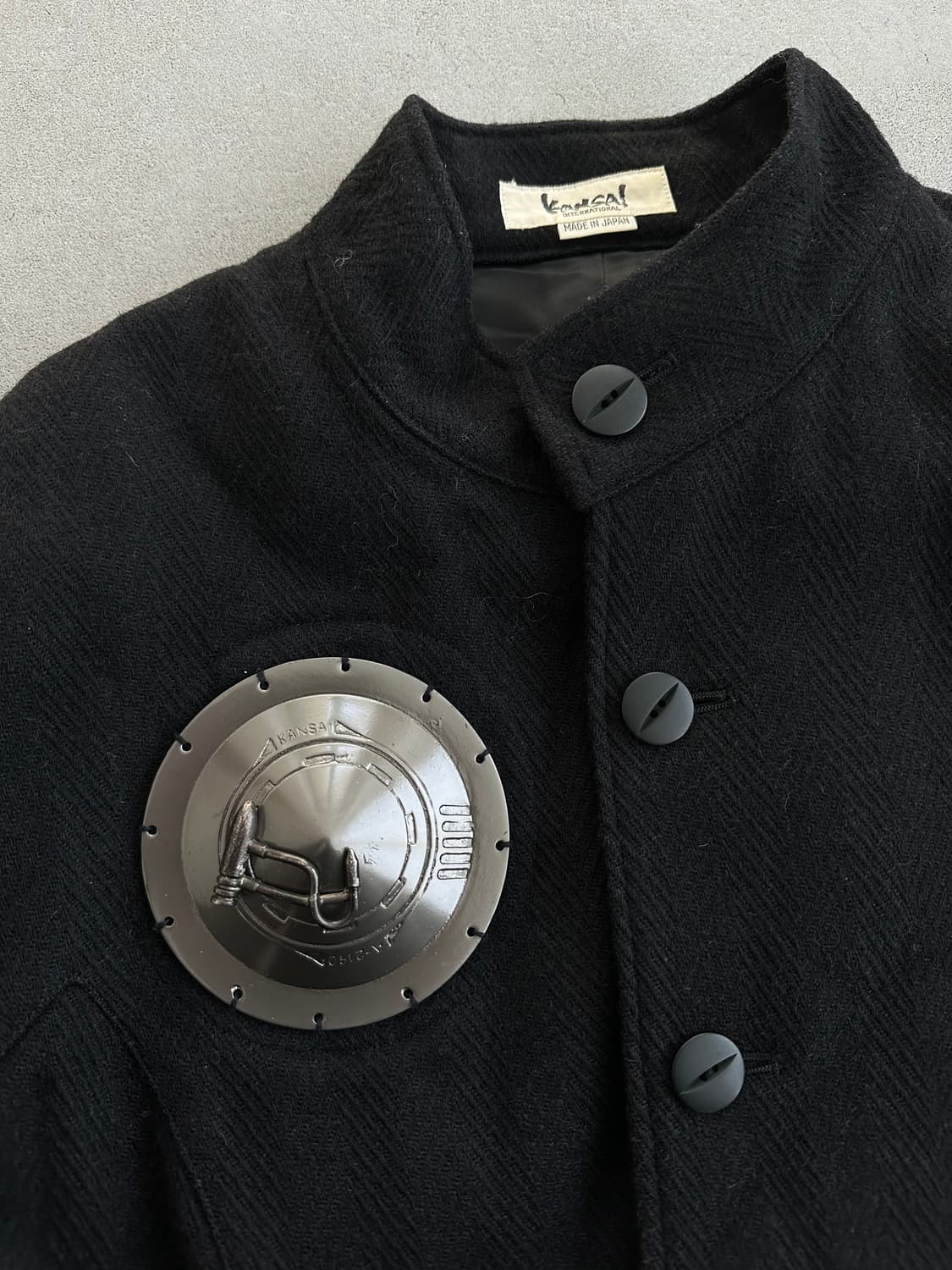 90s 칸사이 야마모토 메탈 오브제 울 코트 상품이미지2