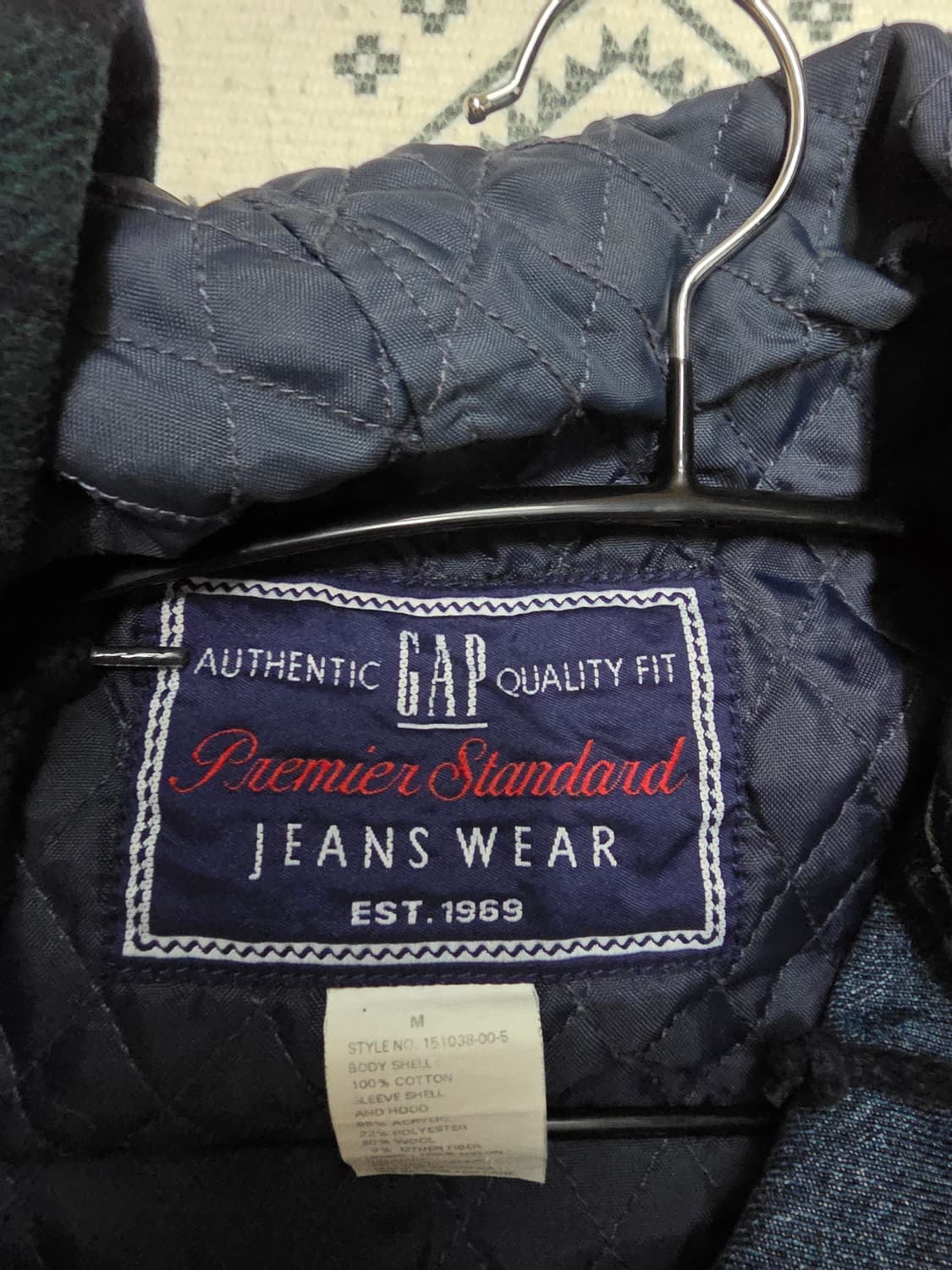 90s  올드갭(Old Gap) 울 데님 체크 후드 자켓 상품이미지3