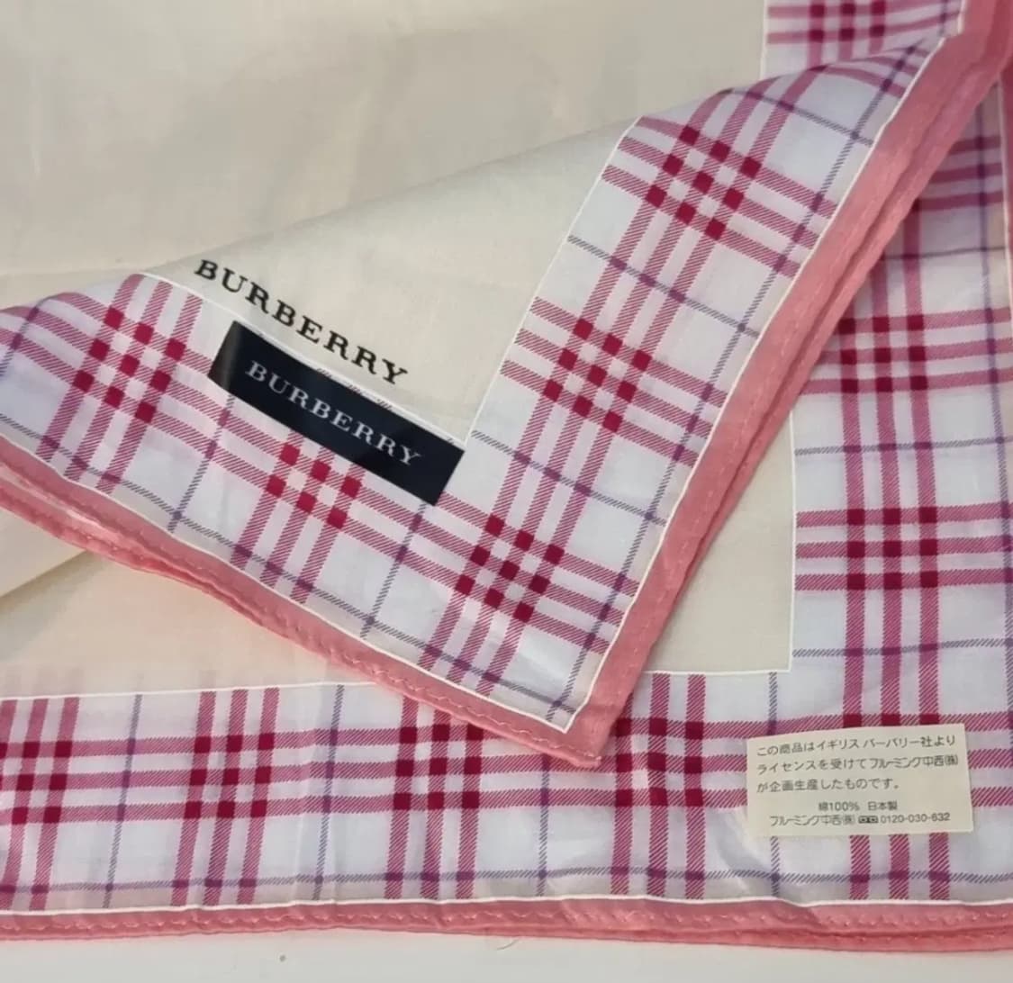 버버리손수건(BURBERRY) 핑크 체크 보더 손수건 / 쁘띠스카프 상품이미지6