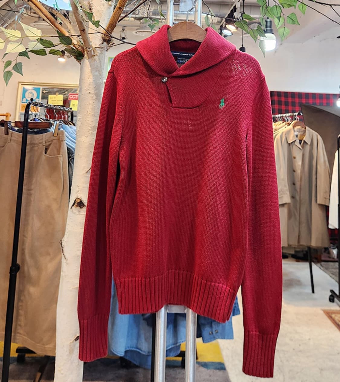 ralph lauren  랄프 로렌 스포츠 코튼 숄 카라 원버튼 니트  상품이미지1