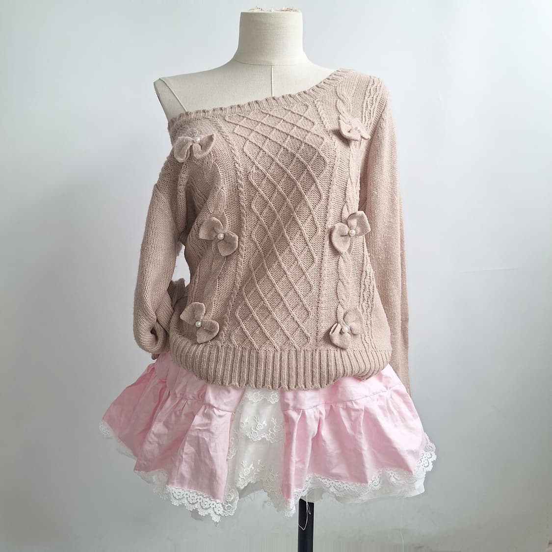 슈슈 핑크 히메갸루 스커트 러블리 히메카지 갸루 로걀 상품이미지3