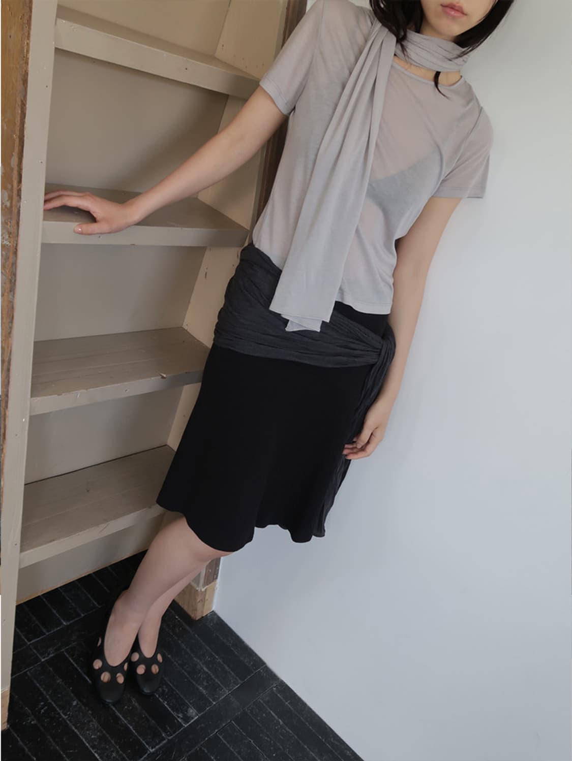 Hwae 화애 케이프 탑 CAPE HALF SLEEVE TOP 상품이미지3