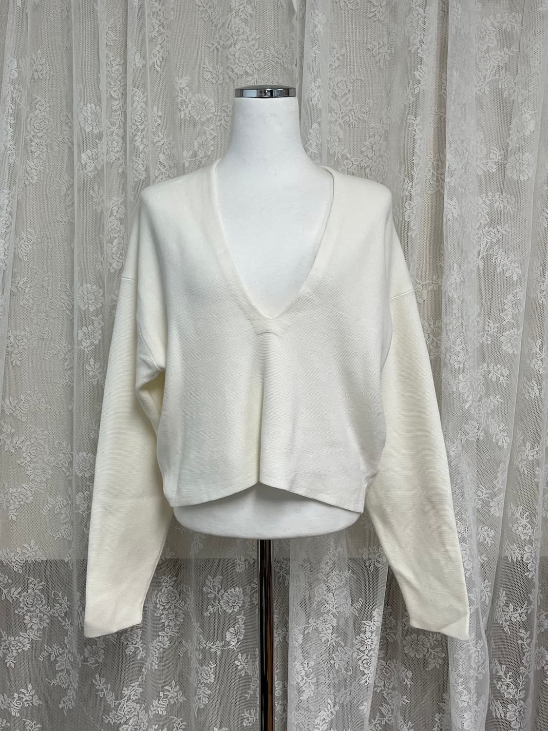 M) 유니클로 르메르 딥 브이넥 코튼 니트 아이보리 상품이미지1