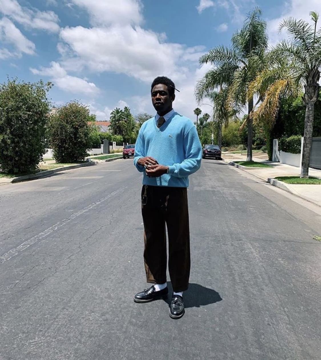 60s IZOD 라코스테 아크릴 브이넥 니트 스카이블루 상품이미지2