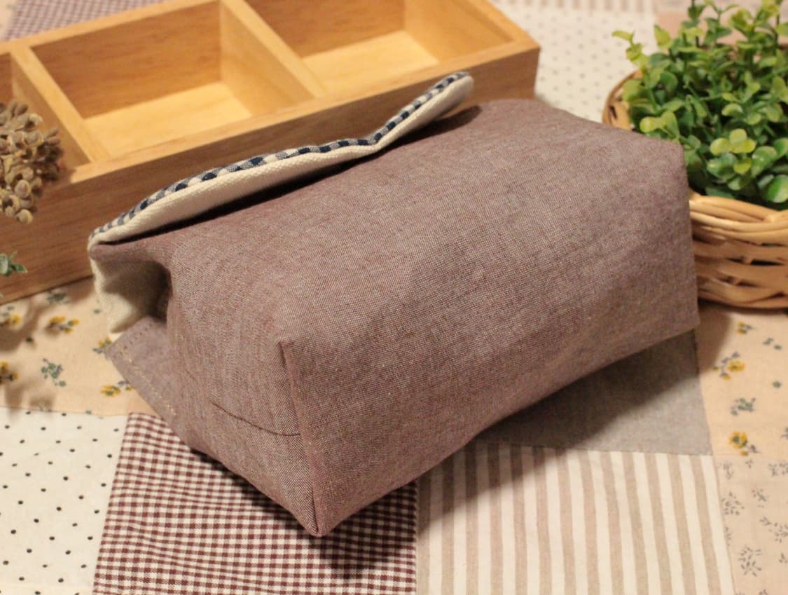 핸드메이드 네이비체크 박스 파우치 상품이미지8