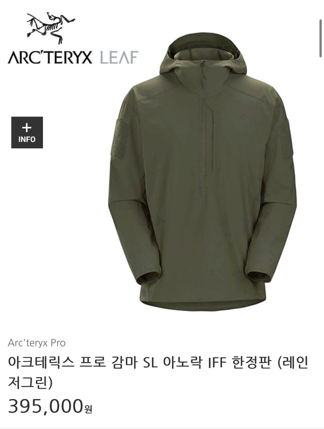 아크테릭스 리프 감마 SL 아노락 IFF한정판 레인지그린 상품이미지2