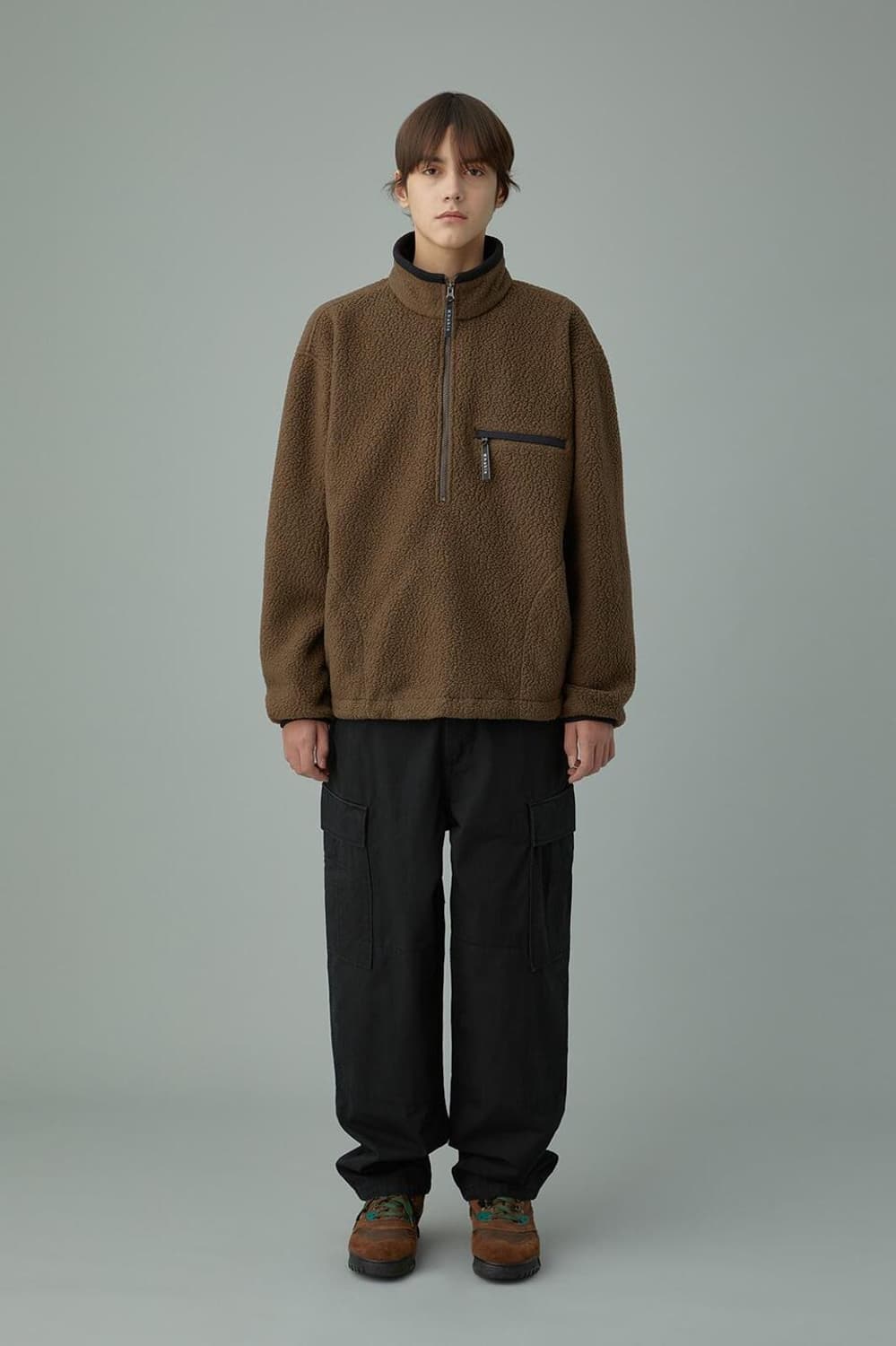 카키스 쉐르파 하프집업(다크브라운 L사이즈) 판매합니다. 상품이미지2