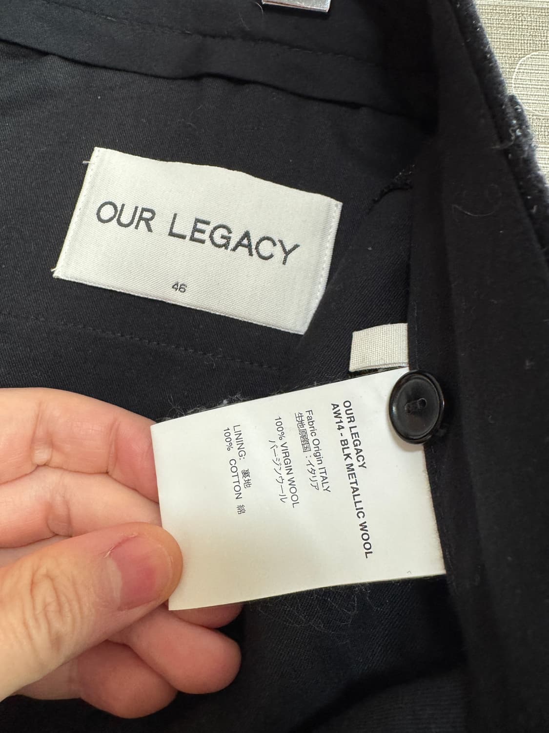 Our Legacy 아워 레가시 블랙 메탈릭 패턴 울 팬츠 바지 46 상품이미지6