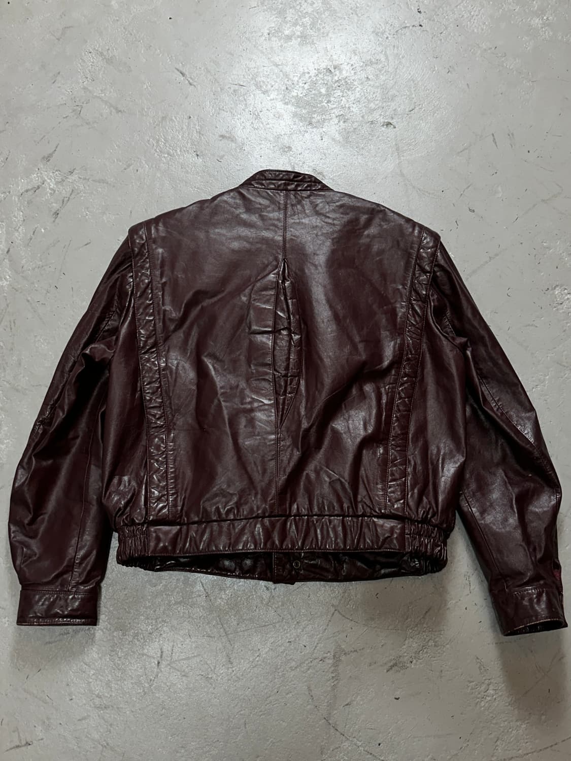 80's 빈티지 버건디 레더 크롭 자켓 빈티지 가죽자켓 상품이미지4