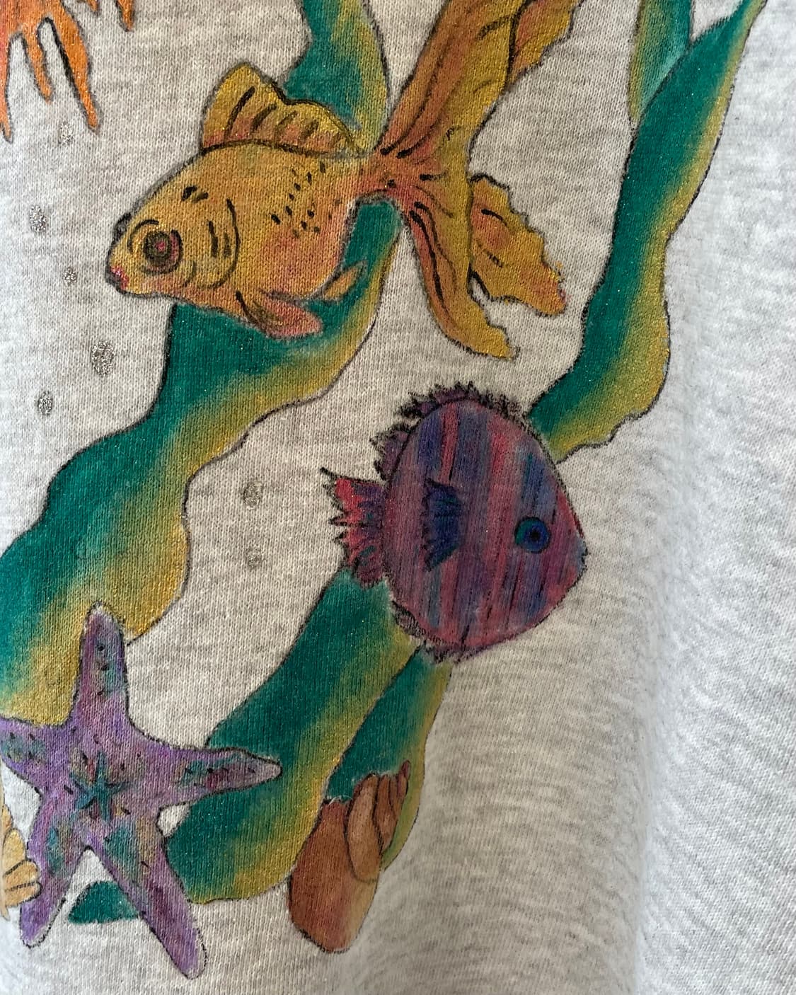 90s USA vintage “Fish” Painting sweat 🎨 상품이미지5
