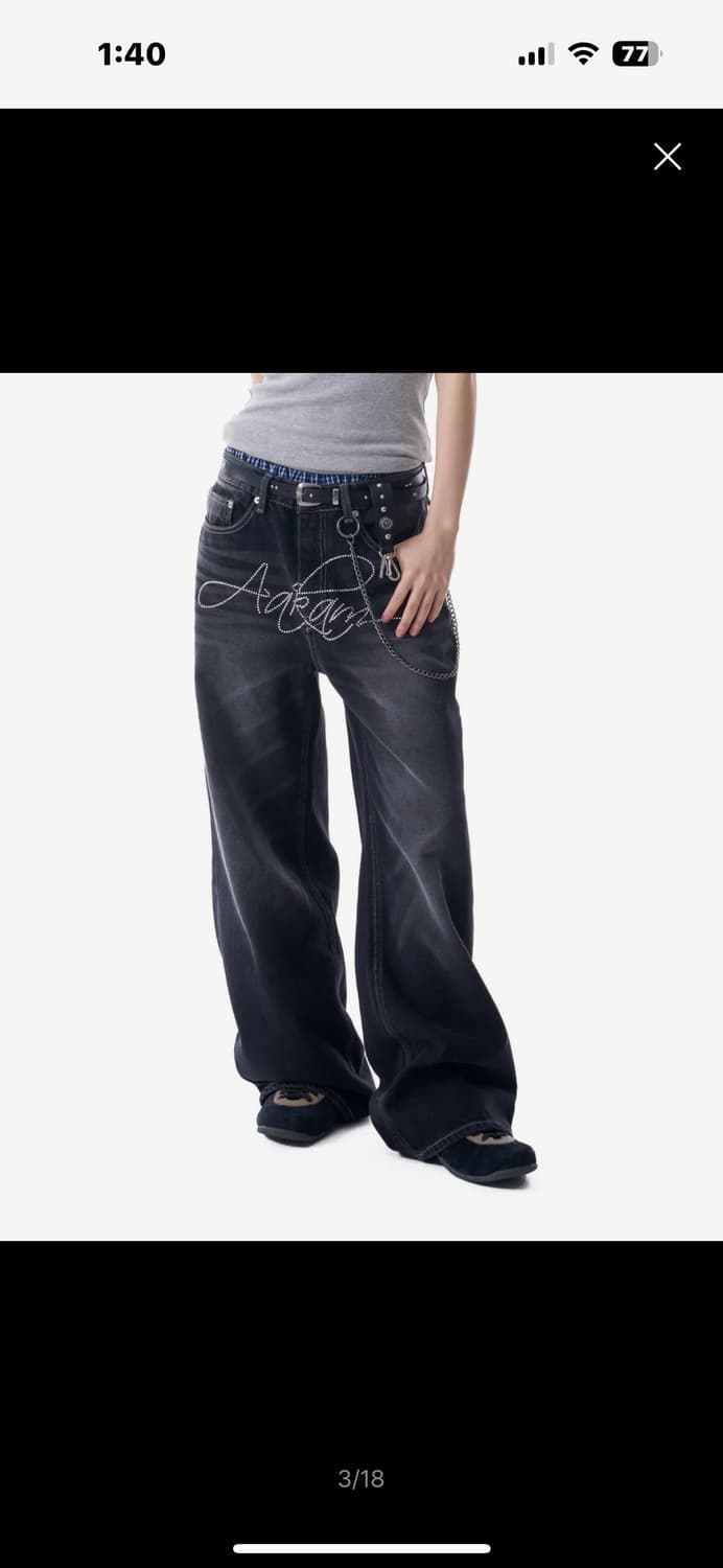 아캄 Rhinestone Washed Denim Pants 상품이미지1