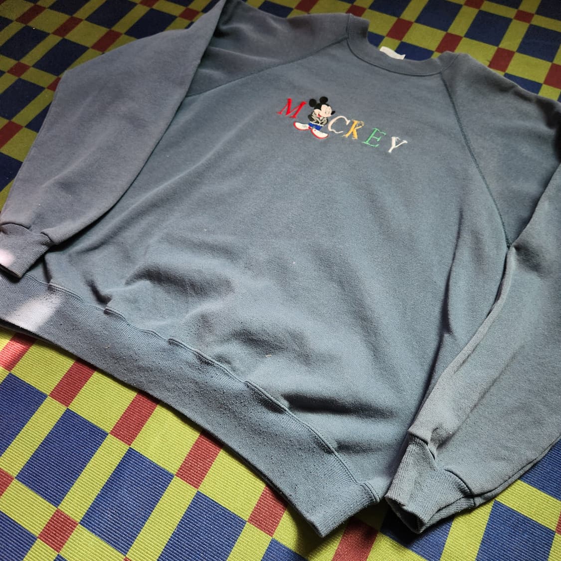 90s 헤인즈 미키마우스 래글런 스웻셔츠(USAmade) 상품이미지3