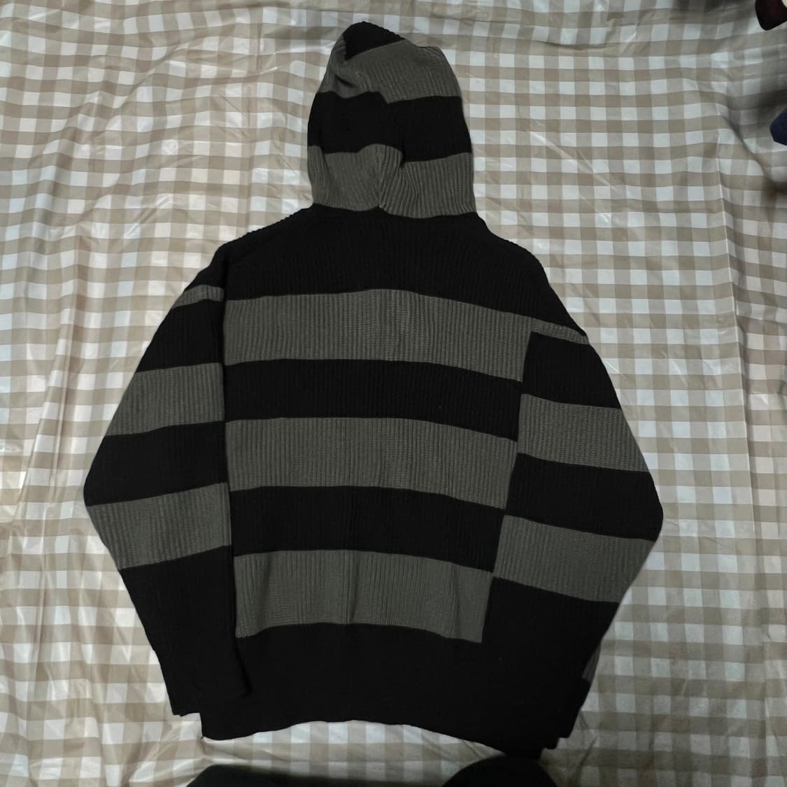 위켄드 니트 후드티 F 니트 후드 단가라 줄무늬 보세 구제 상품이미지3