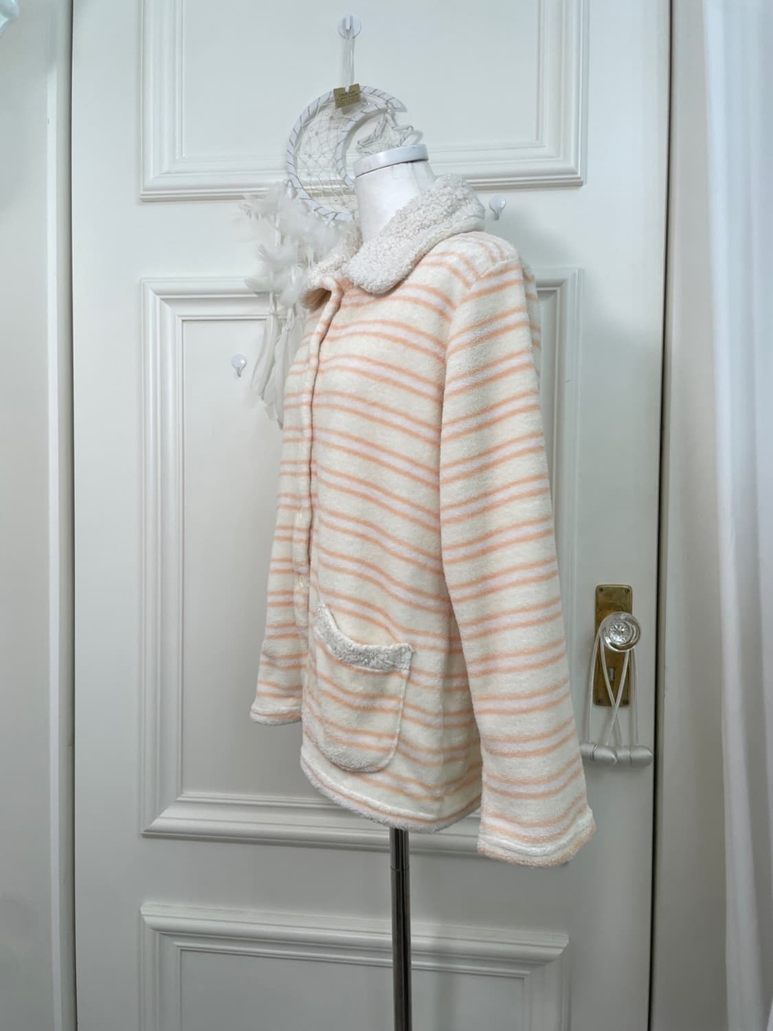 coral ivory stripe fur point homewear 상품이미지2