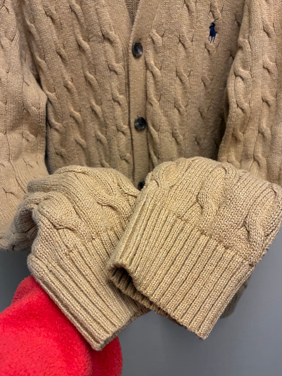 (L/103)POLO 폴로랄프로렌 코튼 케이블 니트 가디건 베이지 상품이미지5