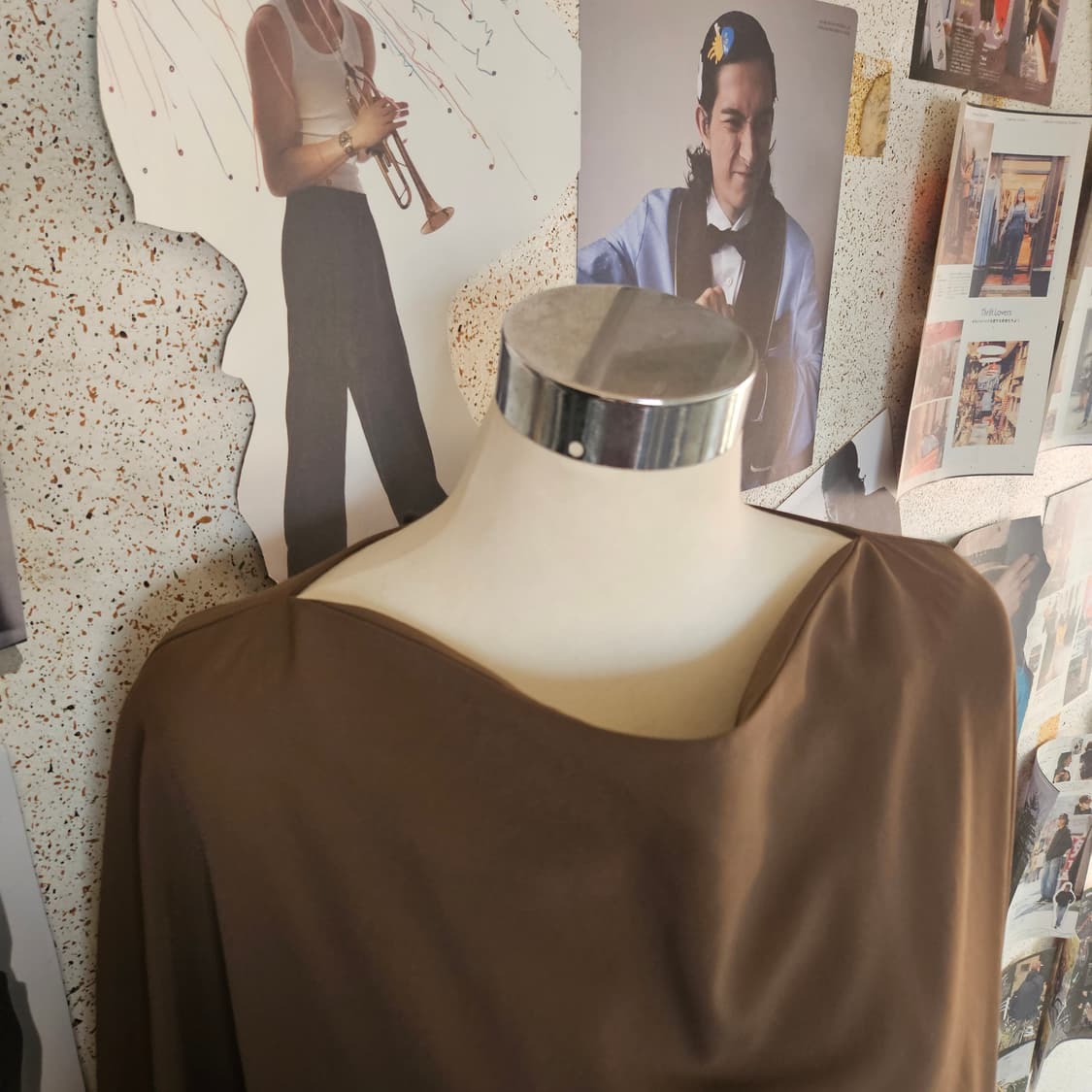 랑방 컬렉션(Lanvin) 카키 양가죽 견 레이어드 블라우스 상품이미지3