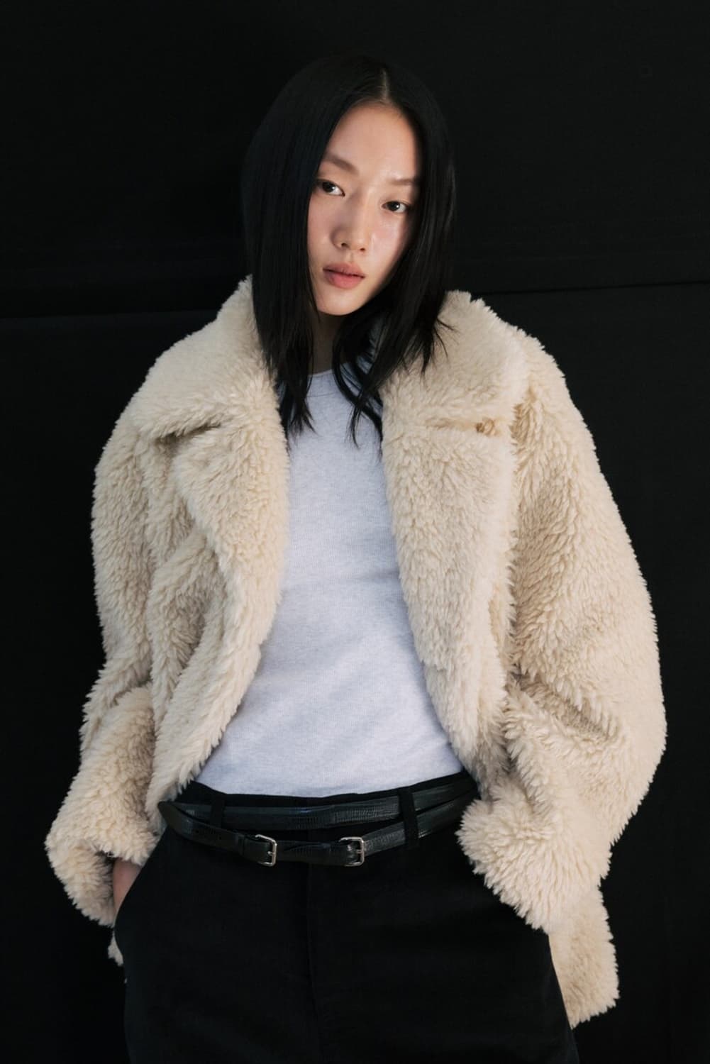 모노하 Teddy Faux Fur Jacket 라이트베이지 상품이미지1