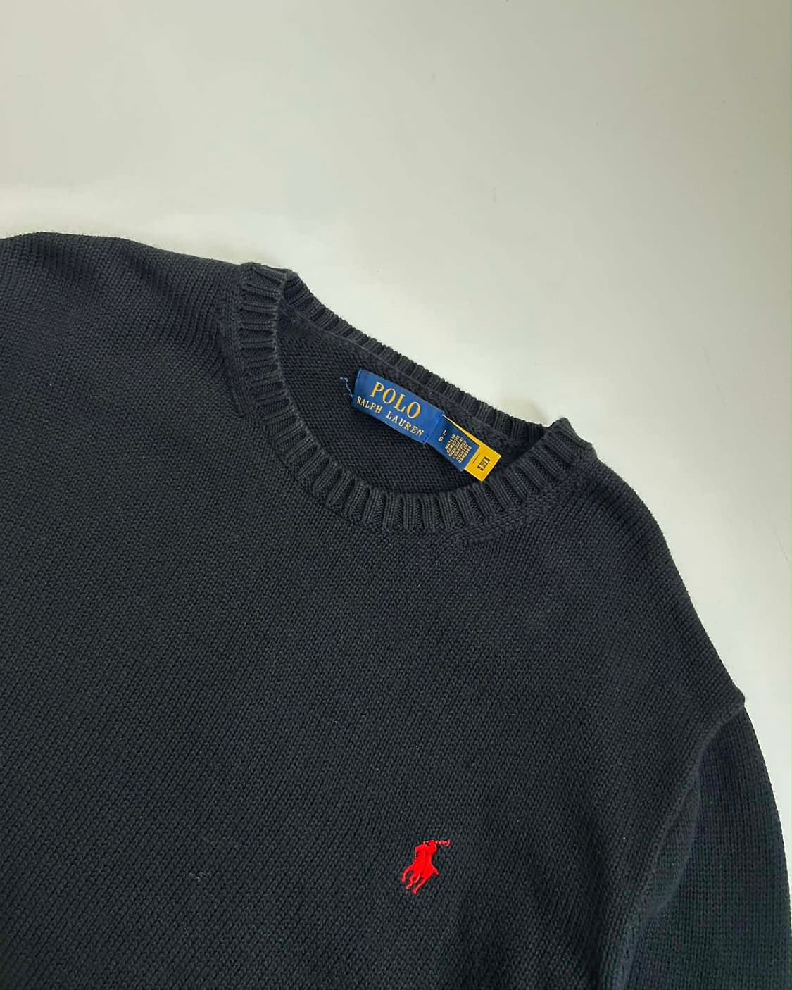 [L] 폴로 랄프로렌 신형 큐알 블랙 크루넥 코튼 니트 스웨터 상품이미지5