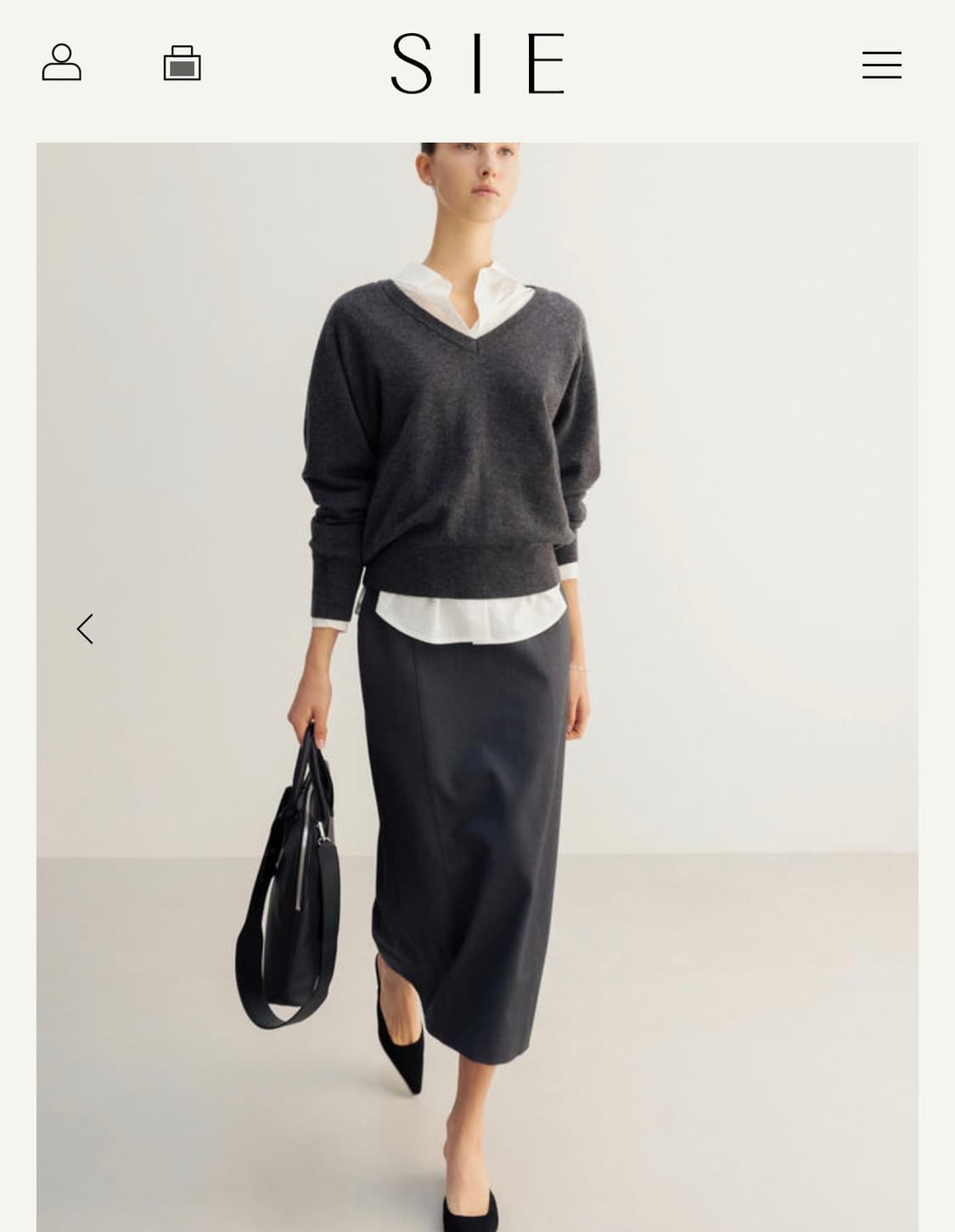 SIE 시에 젠느 벨티드 라인 스커트 차콜 미디 M 상품이미지1