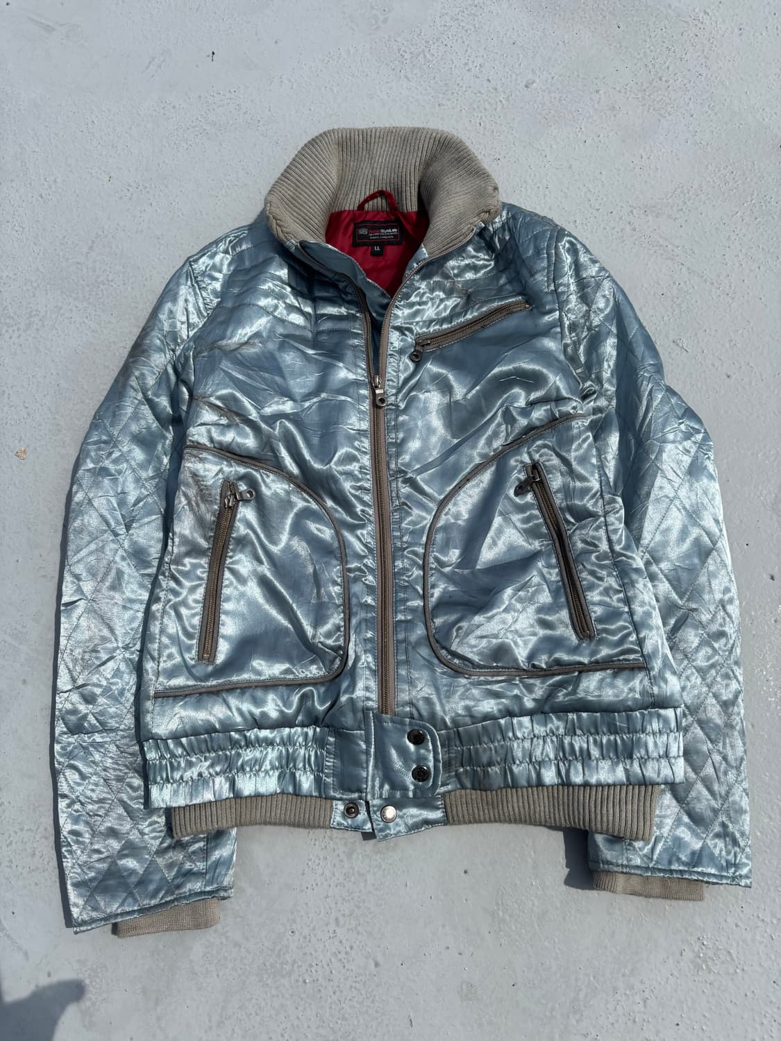 “Vintage” Y2K Mood Sky Blue Zipper Detai 상품이미지1